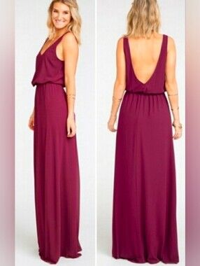 Show Me Your Mumu Kendall maxi dress merlot chiffon small bridesmaid wedding